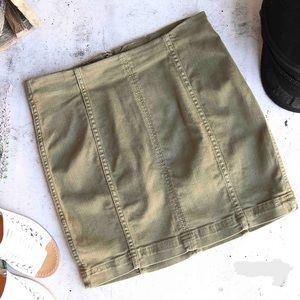 Free People Modern Femme Novelty Mini Denim Skirt Army Green